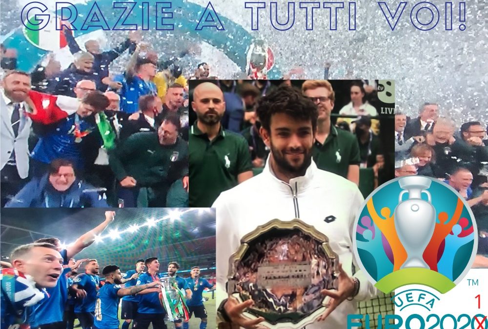 I simboli di questa domenica tutta azzurra: Matteo Berrettini e la Nazionale Italiana.